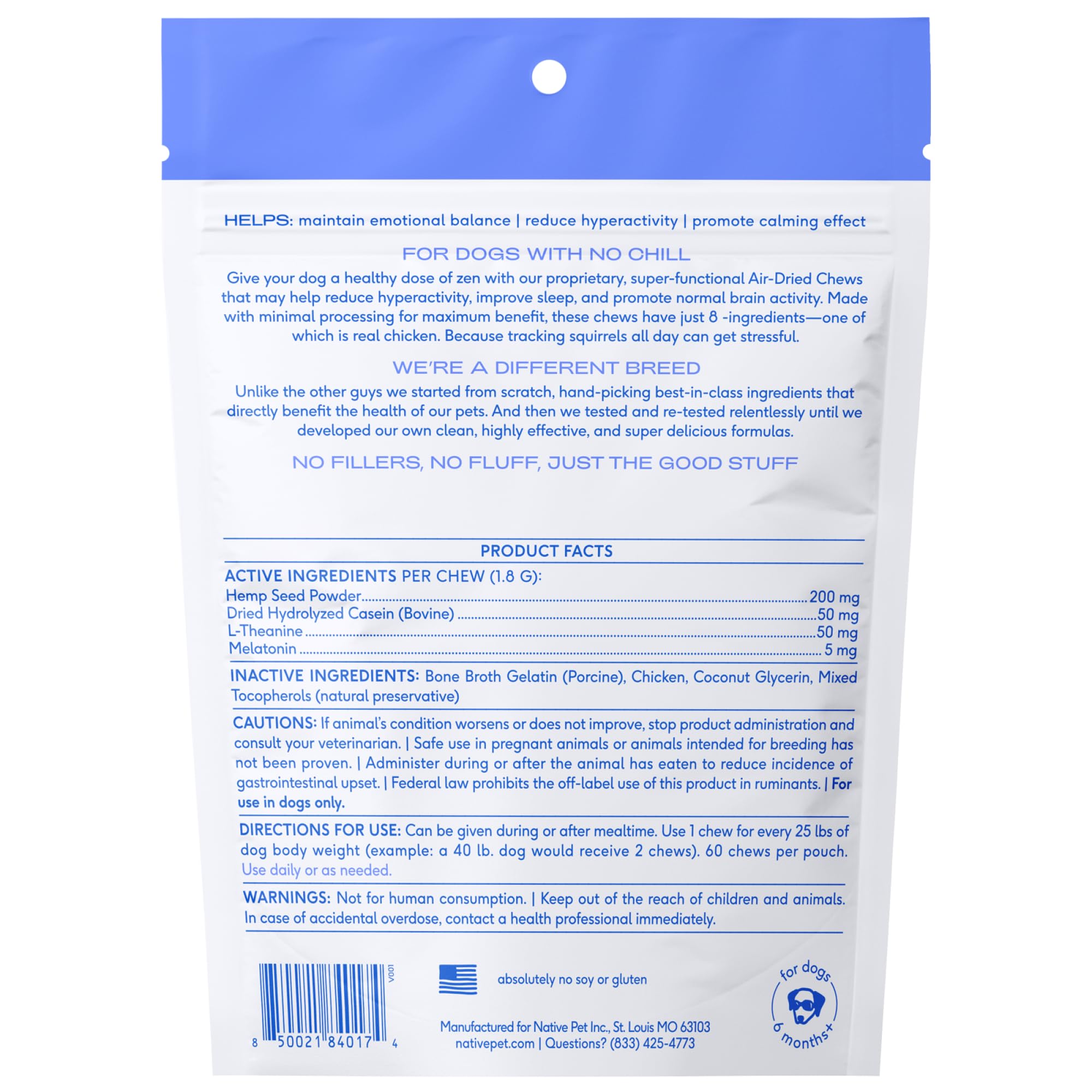 Native Pet Calm & Digestive Care Bundle: 60 Scoops GutWell Power Poop - Digestive Enzymes & Fiber for Dogs & 60 Calming Chews for Dogs - Melatonin to Help with Stress & Anxiety - Image 8