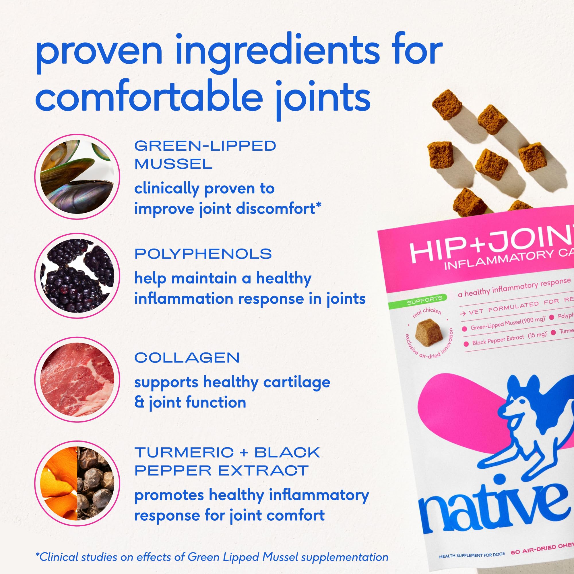 Native Pet Itch & Mobility Bundle: Joint Pain Relief Chews for Dogs (30 Air-Dried Chews) & Omega Oil for Dogs (8 Oz) - Anti-Inflammatory for Strong Joints & Fast-Absorbing Omega 3 6 9 Supplement - Image 6