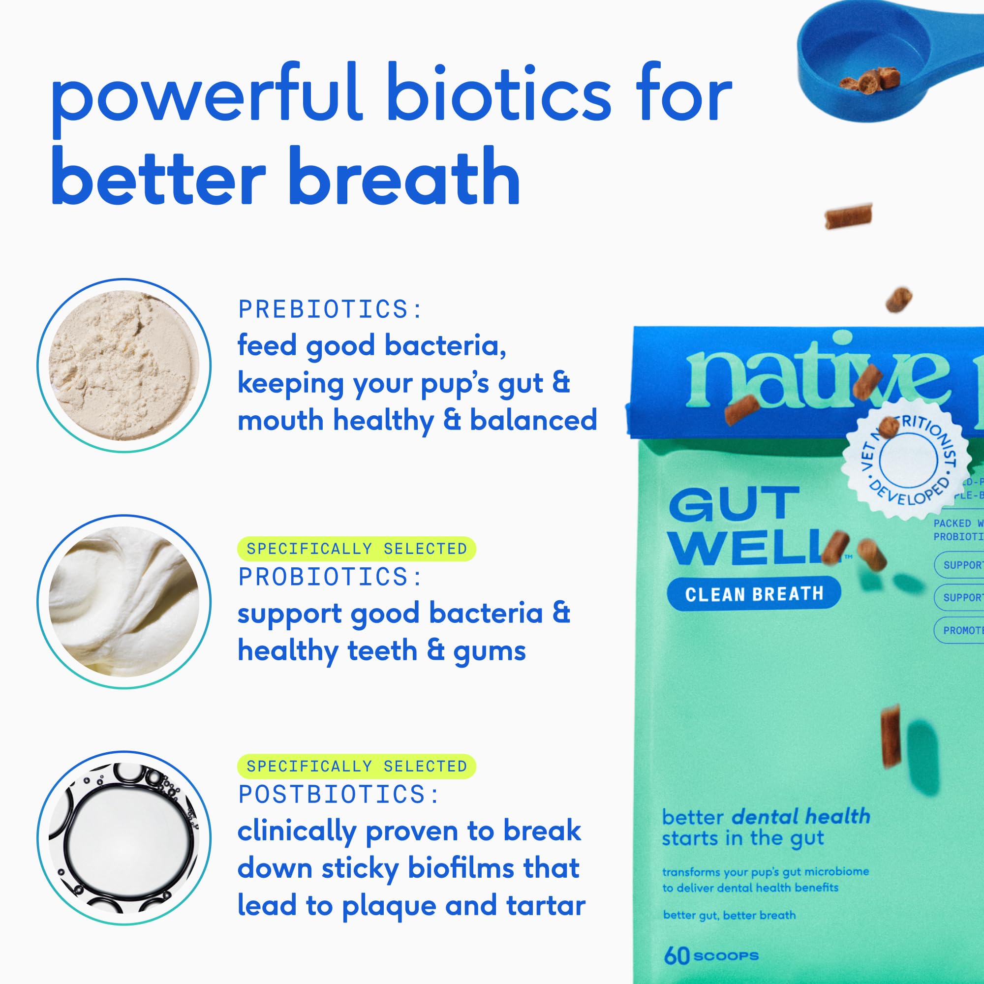 Native Pet Dental & Digestive Support Bundle: 60 Scoops GutWell Clean Breath - Dog Breath Freshener & 48 Scoops Bone Broth for Dogs - Made with Real Beef Bone Broth, Dog Food Toppers - Image 5