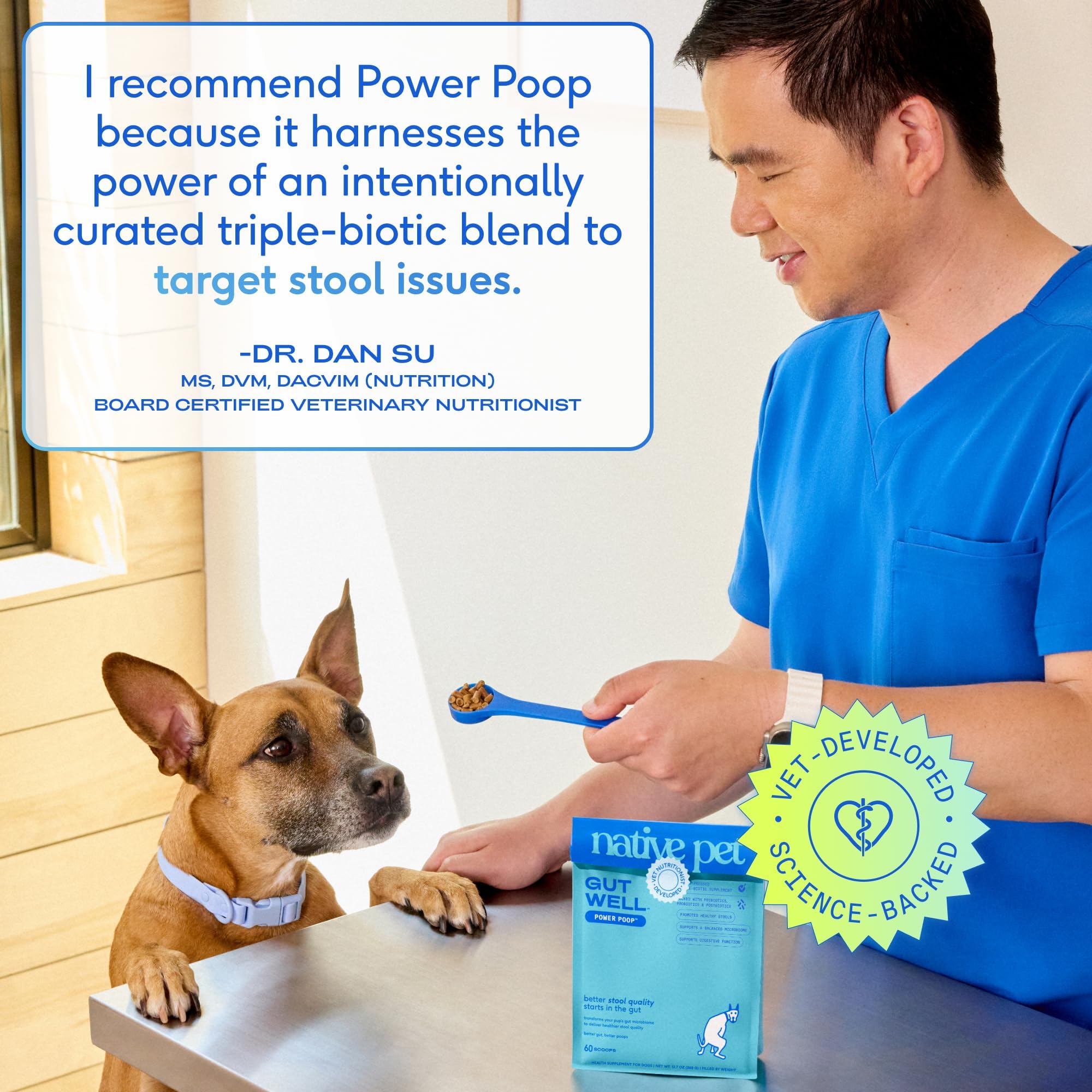 Native Pet GutWell Power Poop - Digestive Support & Fiber for Dogs - Promotes Healthy Stools, Supports Balanced Microbiome & Digestive Function - Triple-Biotic Blend & M-Fiber - 60 Scoops - Image 4