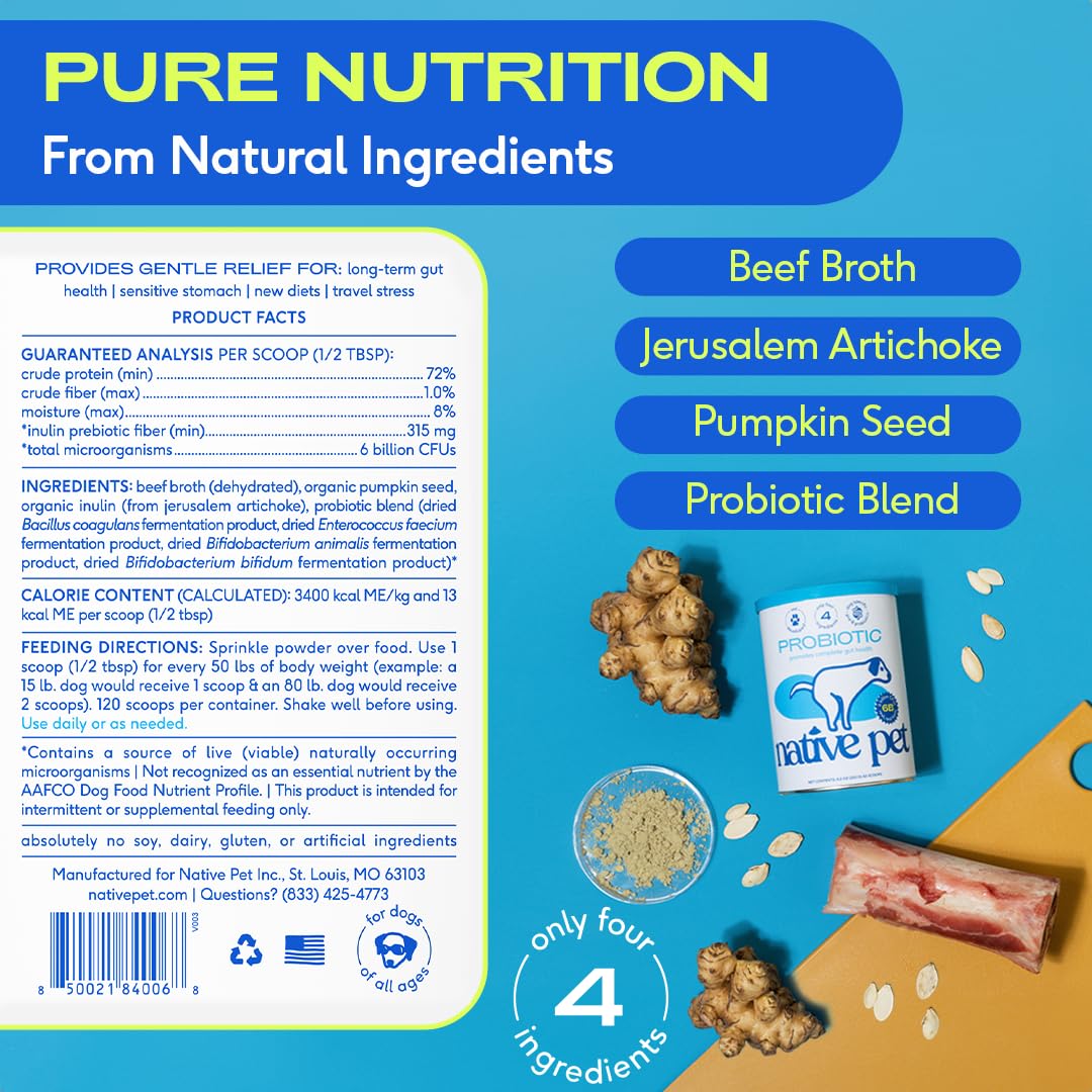 Native Pet Probiotic for Dogs & Omega Oil for Dogs| Vet Created Probiotic Powder for Digestive Issues | 8 Oz. Omega Oil & 16 Oz. Probiotic - Image 6