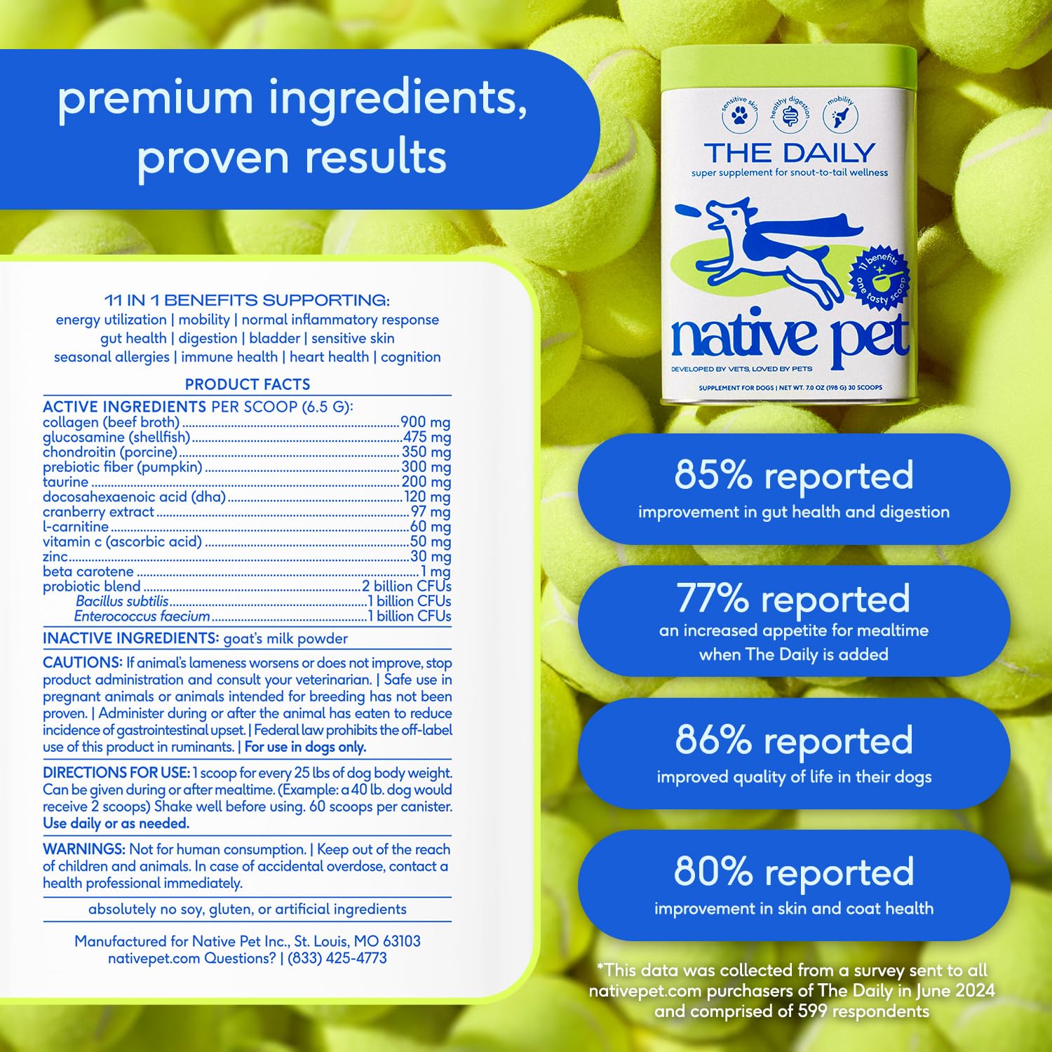 Native Pet Itch Relief & Wellness Bundle: GutWell Itchy Skin - Dog Itching Skin Relief & Seasonal Allergy 12.7Oz & Dog Vitamins & Supplements - 11-in-1 Multivitamin Powder Food Topper 7 Oz - Image 8