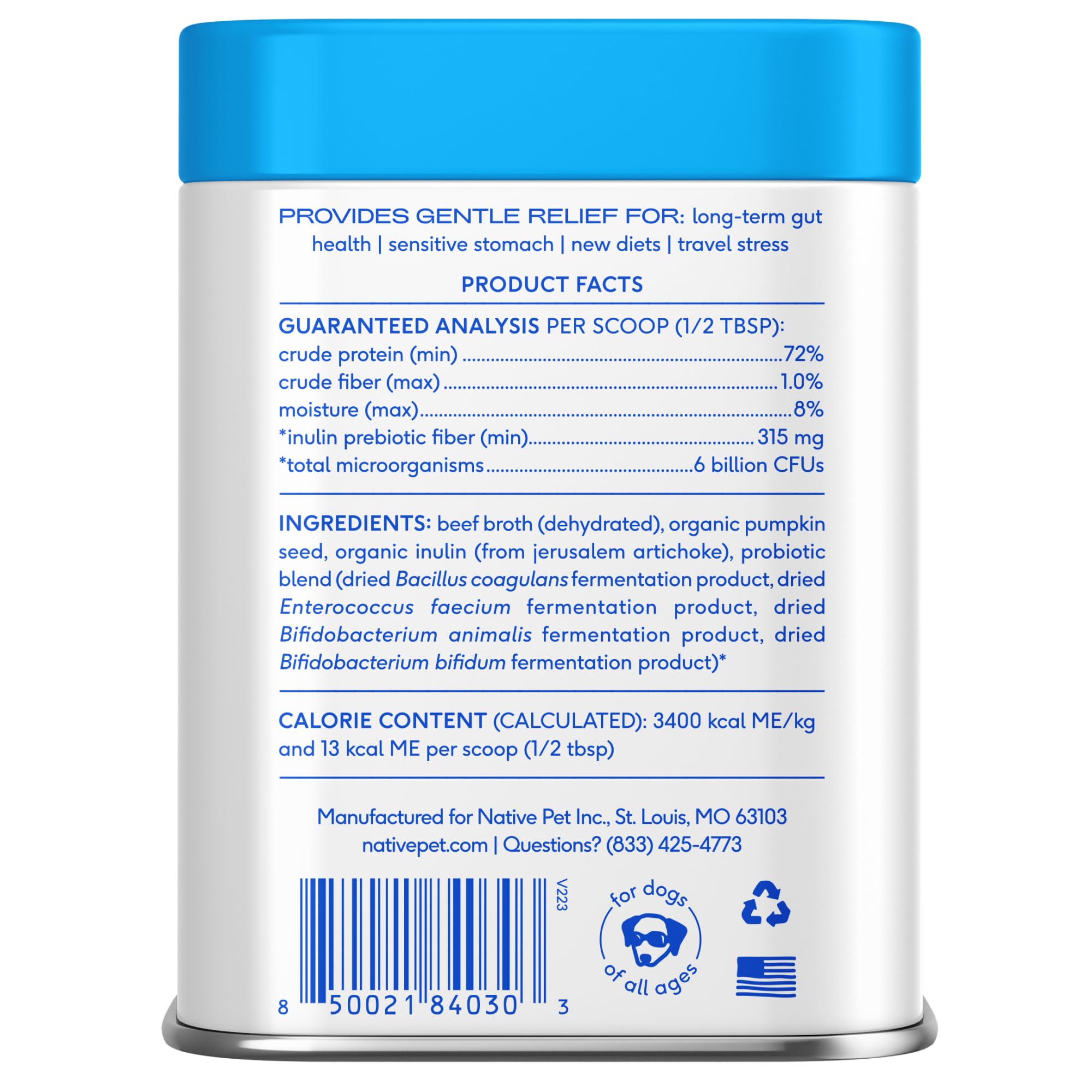 Native Pet Probiotics for Dogs – Dog Probiotic Powder for Gut & Digestive Health, Vet-Formulated 6B CFUs Dog-Specific Probiotic Strains, Supports Stool Quality & Diet Transitions – 60 Scoops - Image 8